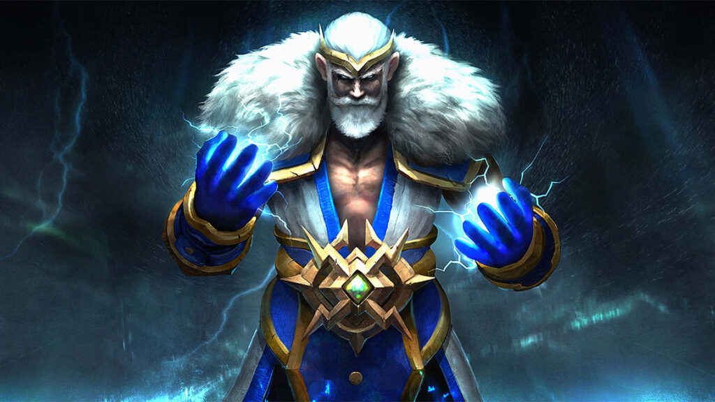 Zeus: The Mighty Dota 2 Champion Unleashing Electrifying Power in a Striking 1920x1080 Wallpaper