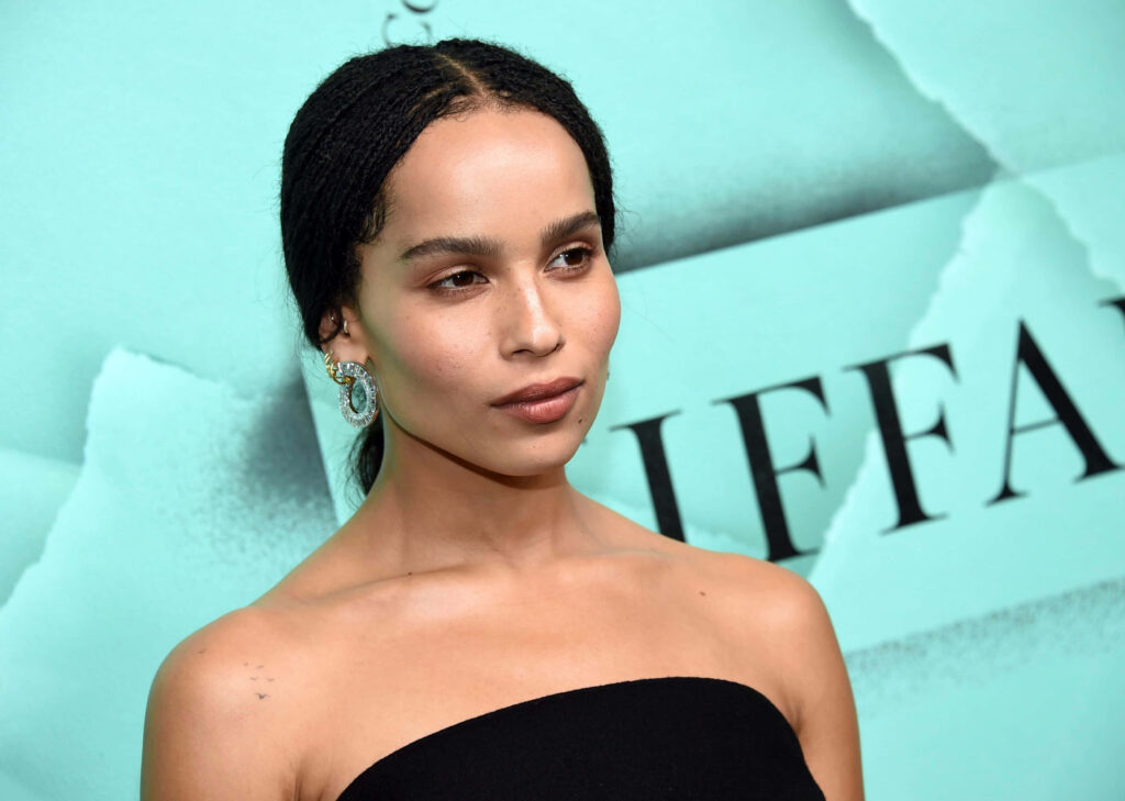 Zoë Kravitz elegant portrait at sophisticated event showcasing chic style and poised presence wallpaper