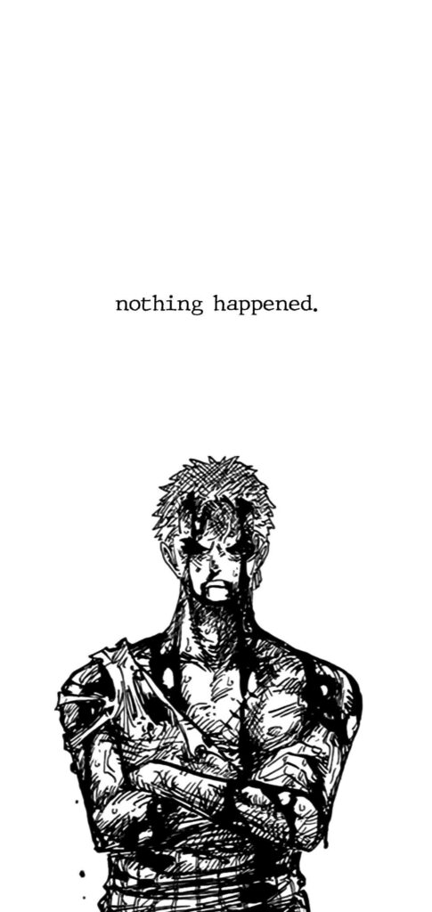 Zoro's Inked Humor: Black & White One Piece Wallpaper