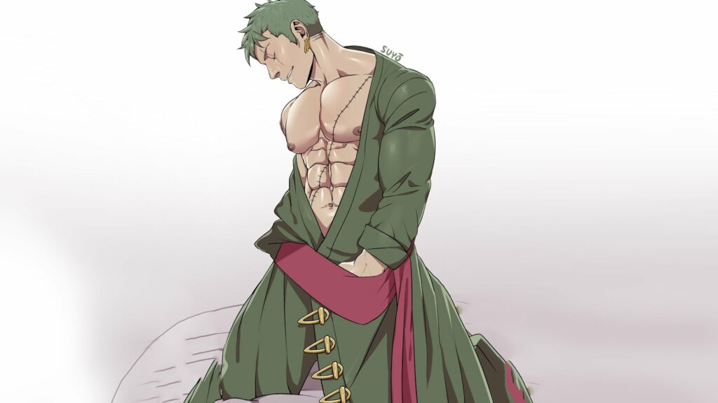 Zoro's Striking Physique: A HD Wallpaper of the Muscular Swordsman from One Piece