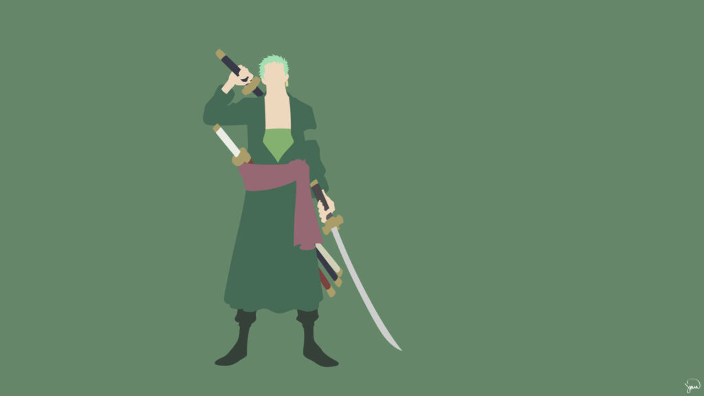 Silent Samurai: A Minimalist Vector Portrait of Zoro Wallpaper