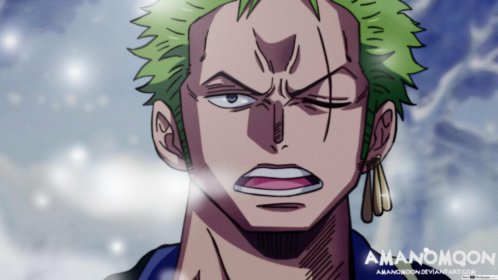 Dashing Swordsman's Delight: A Captivating Zoro in High-Resolution Wallpaper