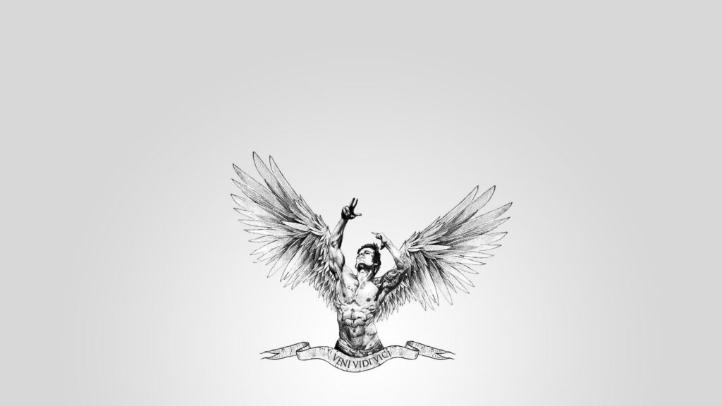Rising like the Phoenix: Wings of Strength and Aesthetics for Muscle and Bodybuilding Enthusiasts - A Zyzz and Veni Vici Aesthetic HD Wallpaper Background Photo