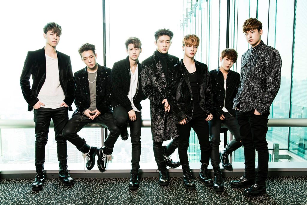 iKON black outfit wallpaper bright high-key K-pop group modern chic panoramic window background