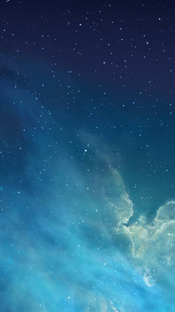 iOS 7 original wallpaper with deep indigo to light blue gradient stars and soft nebula clouds