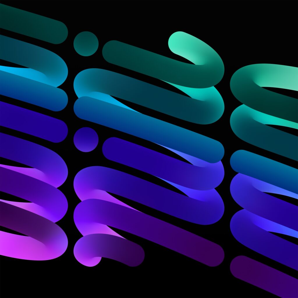 iPad Mini 7 Wallpaper: Colorful Abstract Ribbons on Dark Background