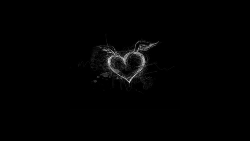 Winged Heart of Darkness: A Striking Wallpaper for the Bold