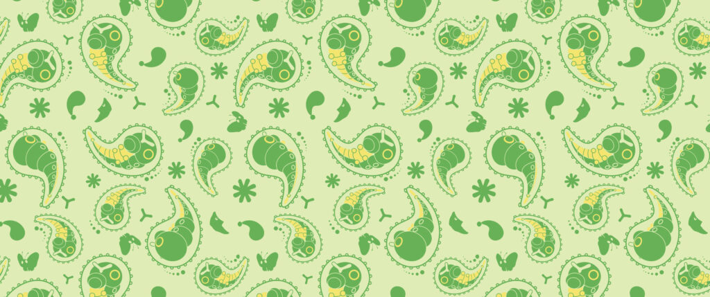 Adorable Cute Green Caterpie Pattern Wallpaper